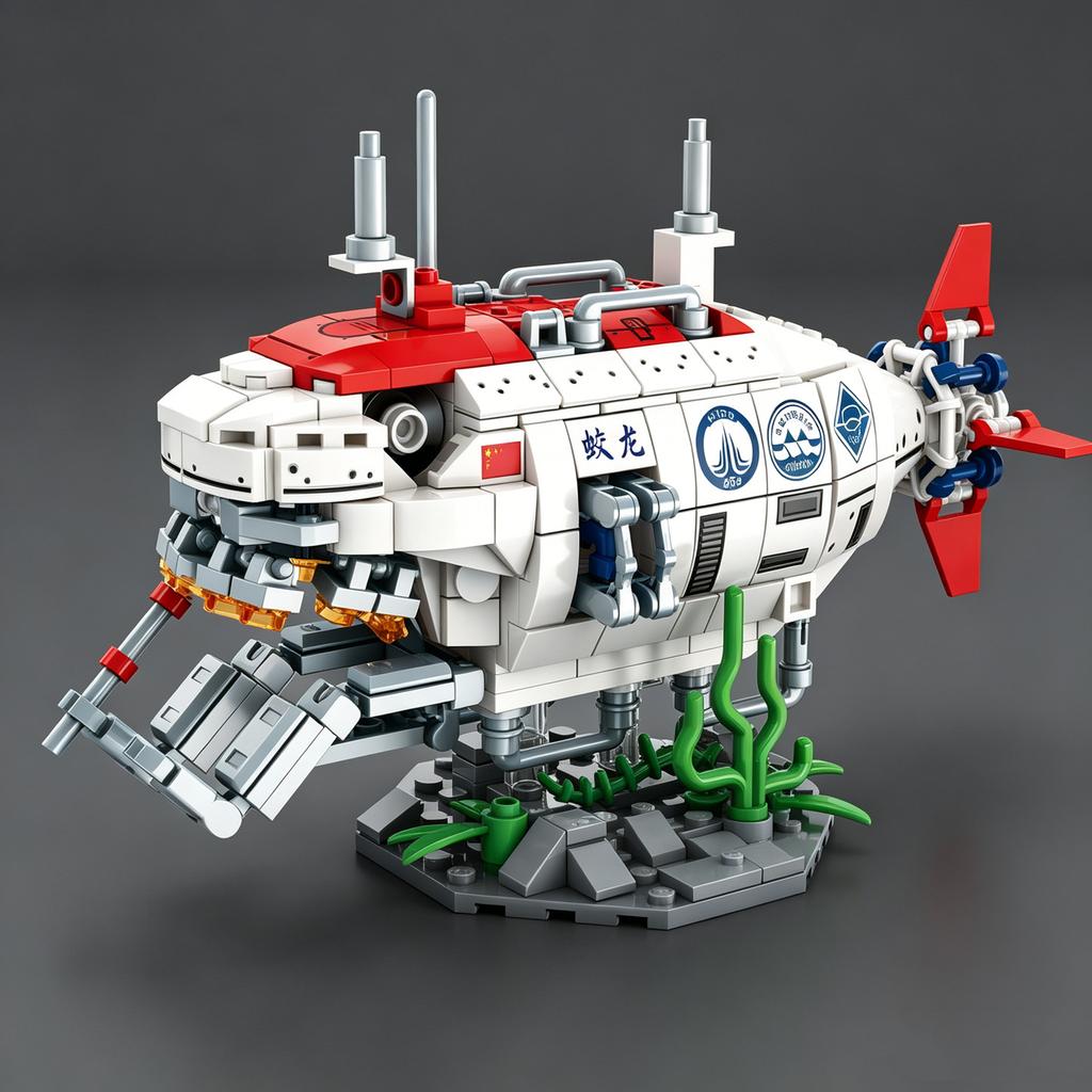 MOC figurka NOVÁ ozdoba hračka s malými dílky Ponorka Jiaolong skládací puzzle stavebnice model