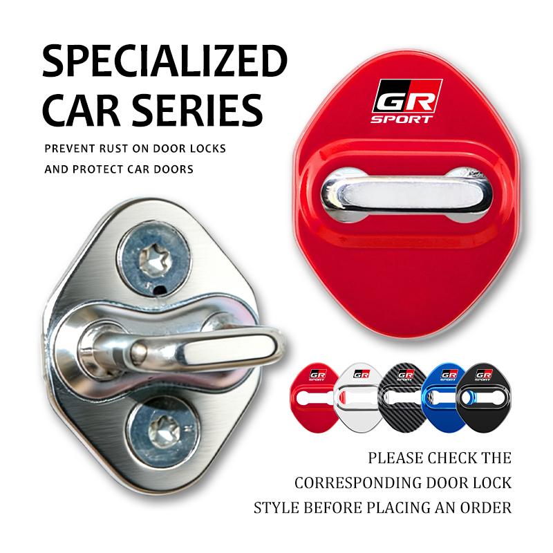 OKBY5 For Toyota 4PCS Car Door Lock Cover Stainless Steel Protection Accessories Camry Highlander C-HR Hilux Vios Rav4 Prius Yaris TRD