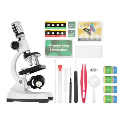 Kit Microscopio per Principianti Tutto Metallo Microscopio HD 1200X Giocattolo Set Educativo Scientifico per Bambini