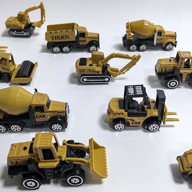 6pcs/set Mini Car Toys Alloy Engineering Truck Car Excavator Bulldozer Roller Miniature Model Diecast Birthday Gift for Kid Boys