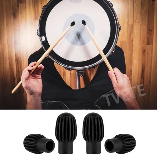 TVETE Pałka Redukcja Szumów Cichy Tłumik Perkusyjny (4-pak, Czarny) Silikonowe Nakładki na Pałki Perkusyjne, Ochraniacze na Pałki Perkusyjne, Tłumik Pałek Perkusyjnych dla Początkuj
