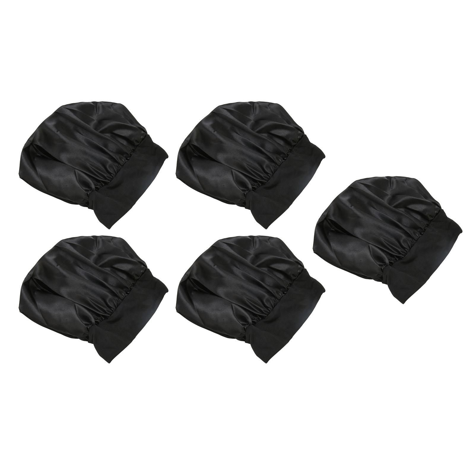 

5PCS Sleeping Hair Cap Silk Fabric Wide Band Satin Bonnet Breathable Headband Bonnets