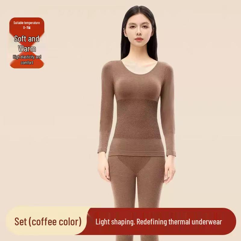 Women's Seamless Body Shaping Thermal Underwear Set - Slimming, Hip Lifting, Abdomen Flattening, Thin Autumn Clothes & Trousers