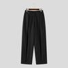 INCERUN Men Zipper Button Waist Solid Pleated Casual Long Pants Trousers