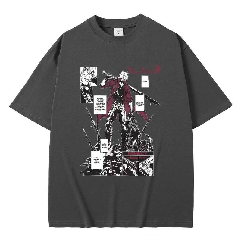 Anime Devil May Cry Syn Spardy Dante Koszulka z grafiką Mężczyźni Kobiety Manga Luźne Koszulki Męskie Codzienne Bawełniane Vintage Koszulki