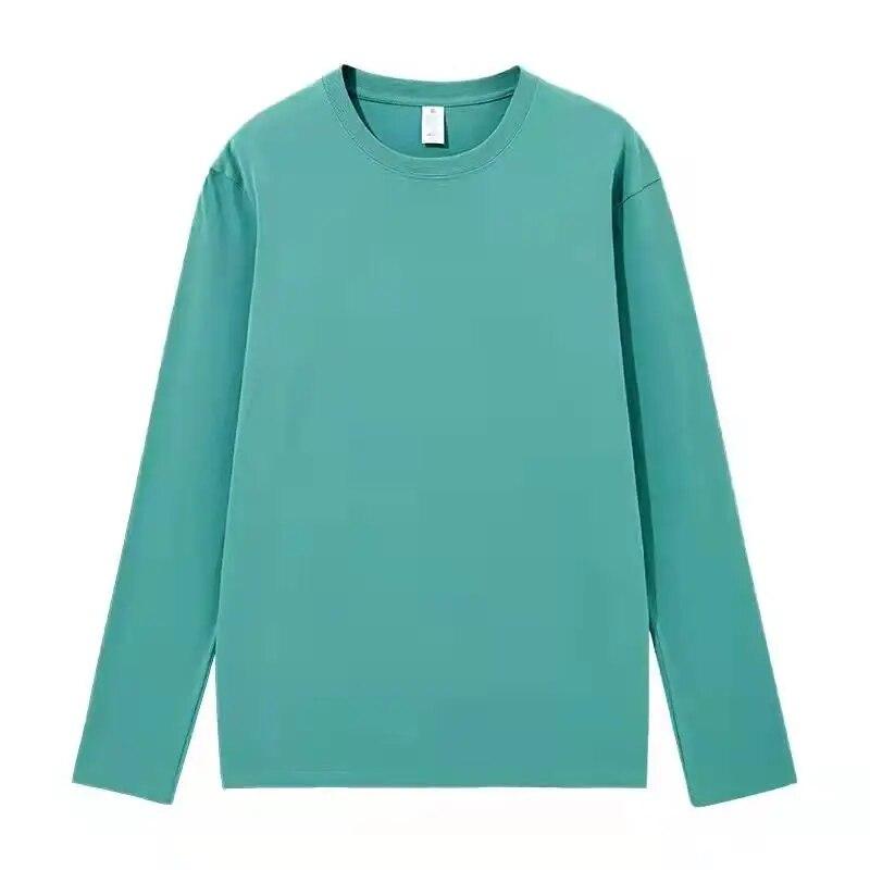 FEGKZLI 2024 Summer Autumn Long Sleeve Loose Causal Unisex Tops 100% Cotton T-shirts Multi Colors Street Tees