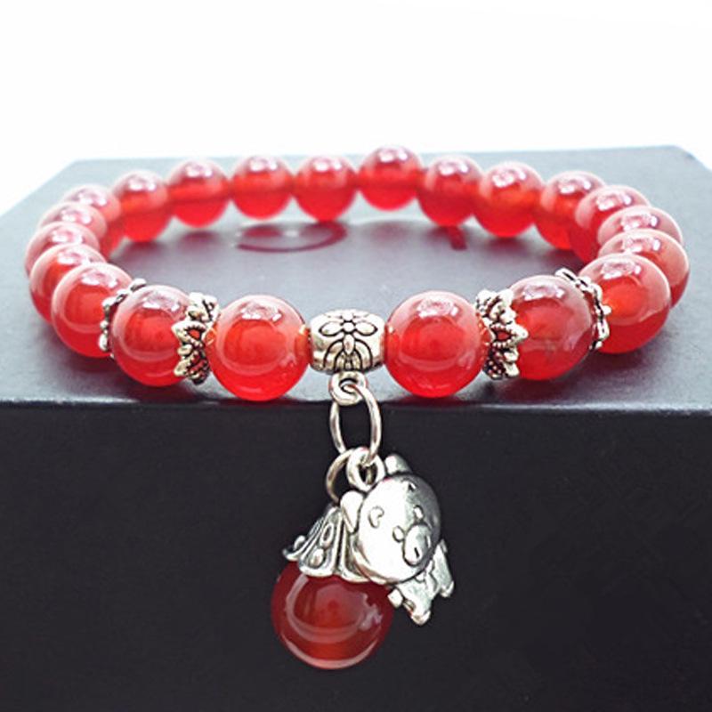 Red Agate Crystal Beaded Bracelet for Women - Handcrafted Couple Jewelry