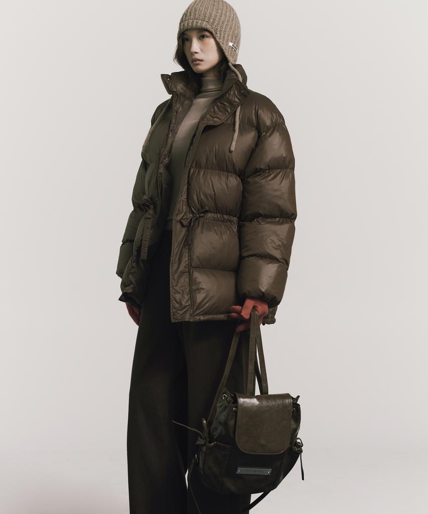 Nick&Nicole Crystal Leather Shirring Backpack_Brown