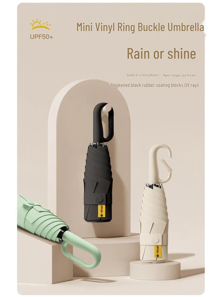 Douyin Popular Portable Round Five-Fold UV Protection Dual-Use Umbrella