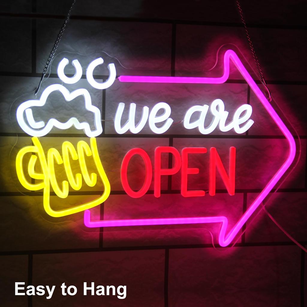 We Are Open Bar Neon Beer Open Wall Dimmable Bar Light Sign for Man Cave Pub Restaurant Tavern Hotel Business Shop Decor