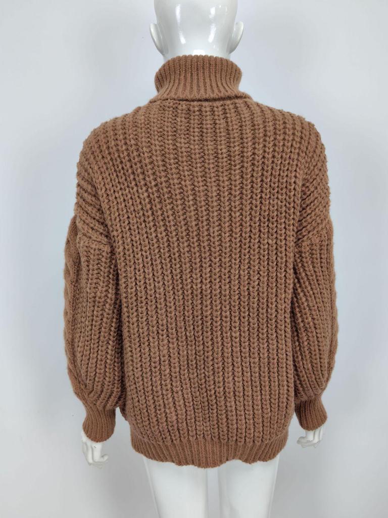 European & American Style Solid Color Cable Knit Turtleneck Sweater - Versatile Autumn/Winter Pullover