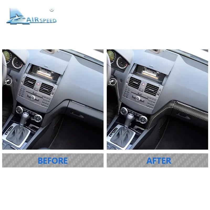 Real Soft Carbon Fiber Trim Sticker LHD for Mercedes Benz C-Class W204 2007 2008 2009 2010 Center Console Interior Accessories