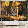 Animal Background Tapestry Tiger Lion Wolf Elephant Wall Hanging Hippie Cartoon Mural Home Decoration Room Bed Cover Beach Mat