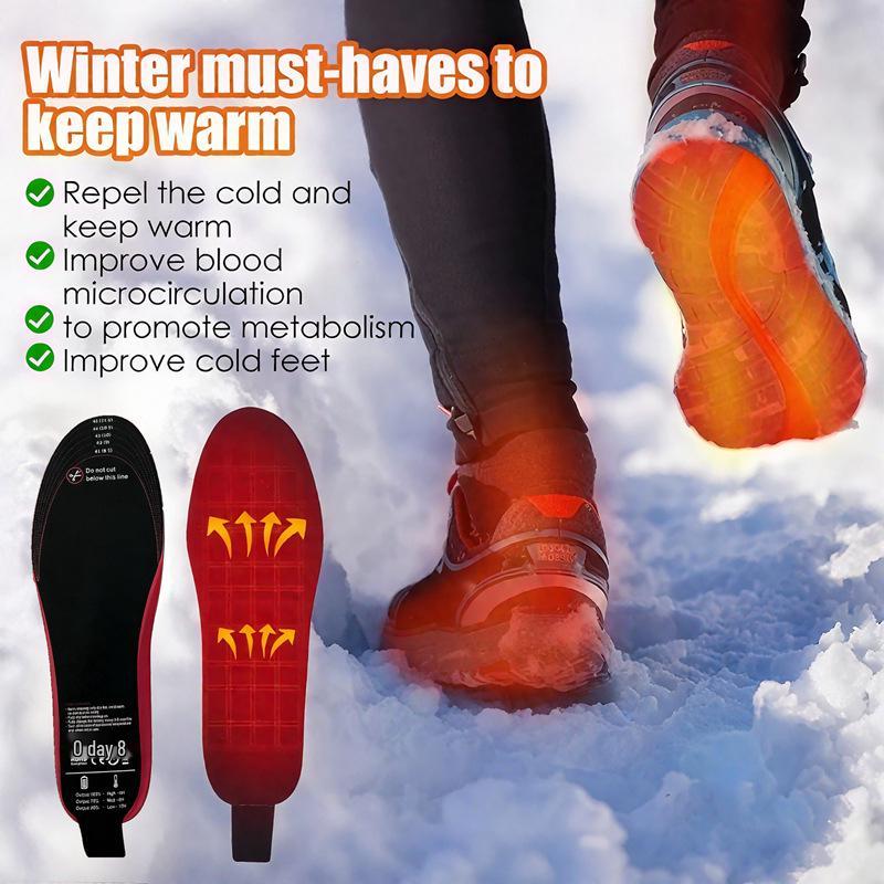 USB Rechargeable Heated Insoles for Winter Skiing - Three-Level Heating Foot Warmers