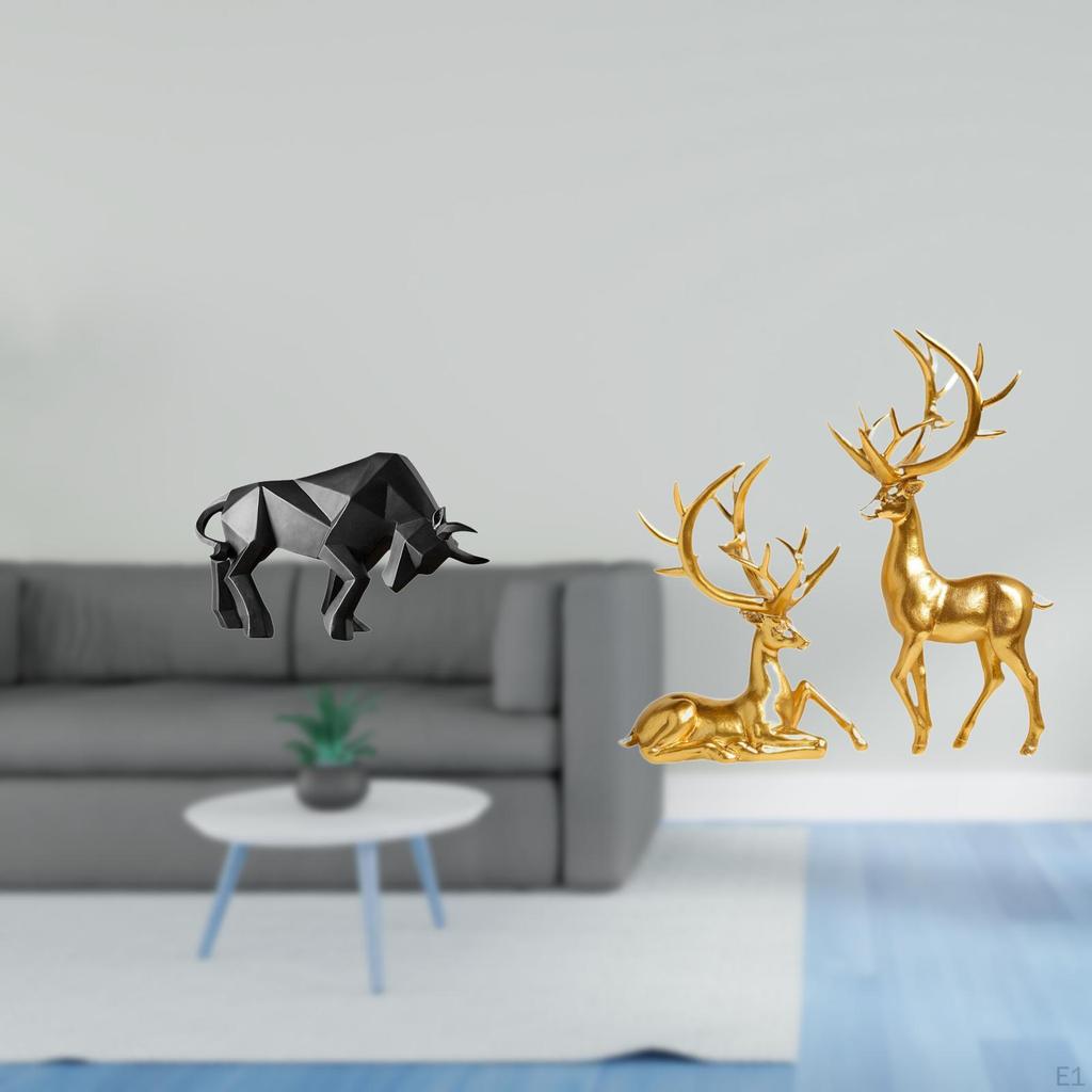 Bull Statue Ornament Lovely Collectible Modern Resin Sculpture Abstract Figurine And Couple