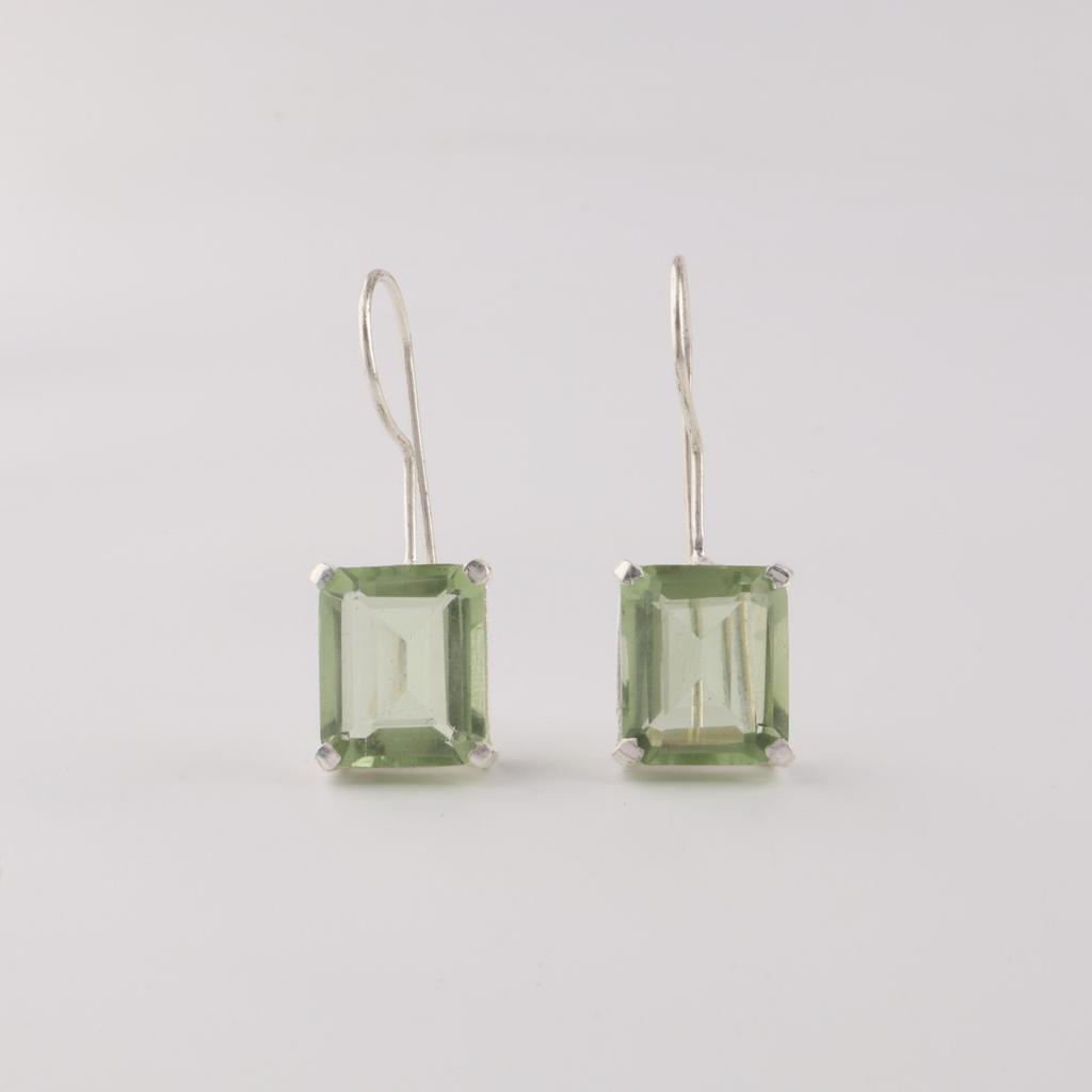 Grüner Amethyst Edelstein 925 Sterlingsilber Schmuck Handgefertigte Ohrringe 1,06" EE-167-17