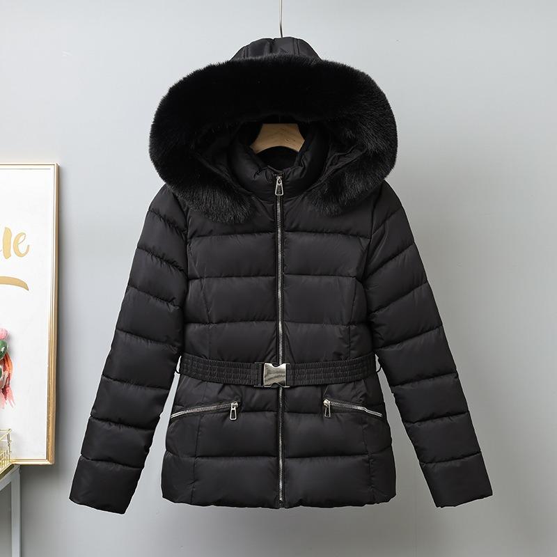 Women's thermal wear with belt long-sleeved ski cotton suit with fleece and thickened jacket inside