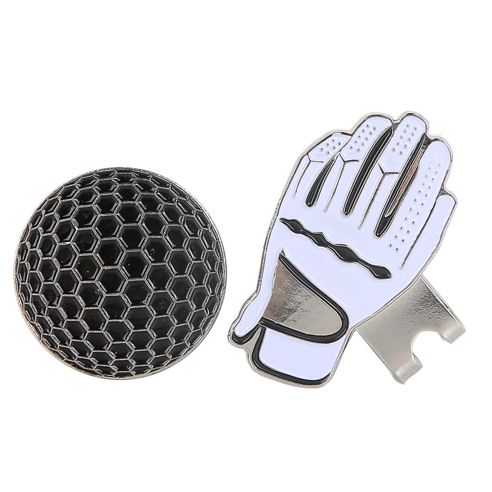 Mini Glove Shaped Stainless Steel Golf Hat Cap Clip with Magnetic Ball Marker Black   White
