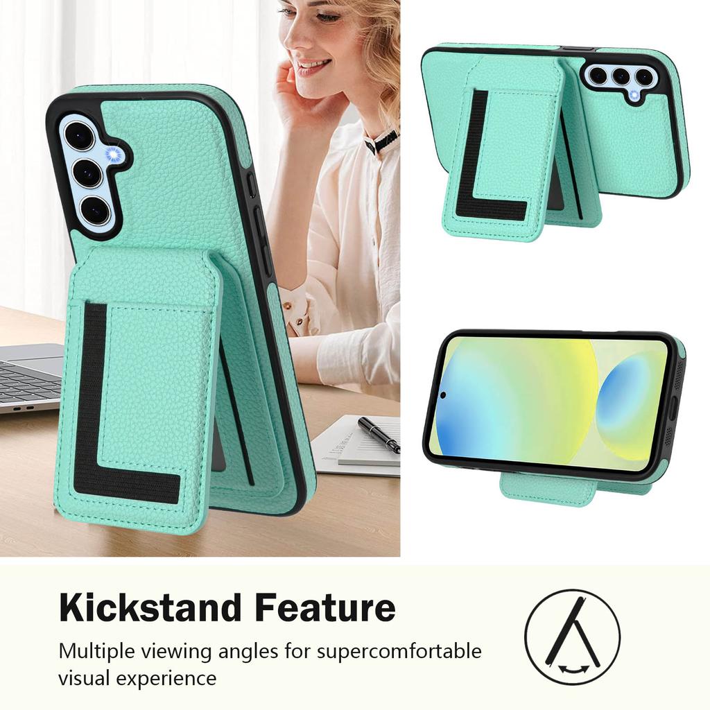 For Samsung Galaxy S24 Magnetisk deksel TPU+PU Lær Telefon Bakdeksel med Avtakbar Kortholder