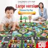 Children's City Traffic Play Mat with Small Alloy Cars - 130x100