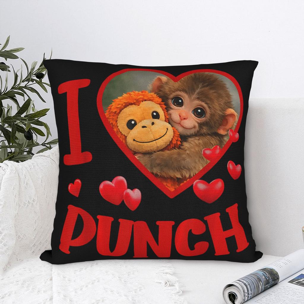 I Love Punch Cute Baby Monkey Punch Pillow Cover Soft Cushion Cover Funny Pillow Case For Sofa Car Home Decor