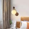 Innen Globus Glas Wandleuchte Schirm Retro Holz Wandleuchte Modern Minimalistisch Nachttisch Wandlampe Mid Century Nordische Wandmontierte Laterne für Wohnzimmer