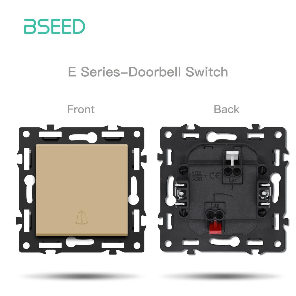 BSEED Button Switch DIY Modules Light Switch Parts Gold Glass Frame DIY Combination Wall Sockets CAT6 USB-C Charge Key E-Series