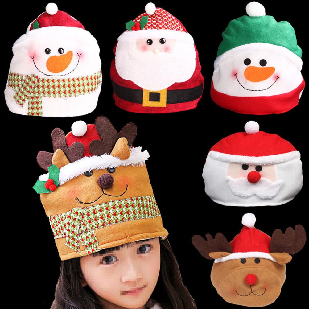 Snowman Cartoon Christmas Hats Red Headdress Party Favors Decorations Santa Hats Kids Adults Celebration Christmas Party Favors