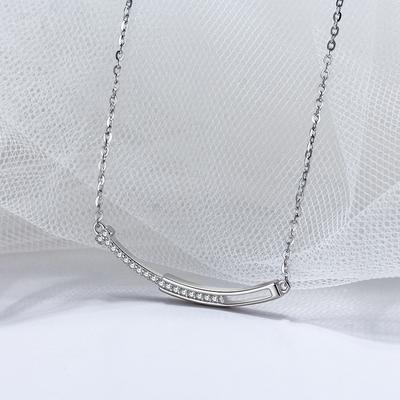 Jewelry S925 Sterling Silver Necklace Zircon Hollow Pendant Curved Removable