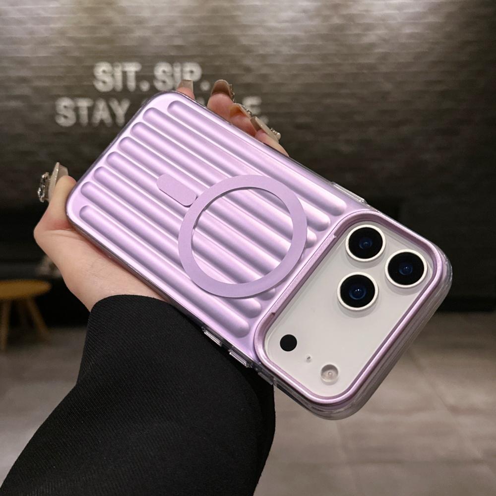 Husă magnetică 3D cu ondulații pentru bagaje, la modă, pentru iPhone 17 Pro Max 16 15 14 13, bumper TPU, încărcare wireless, husă de protecție