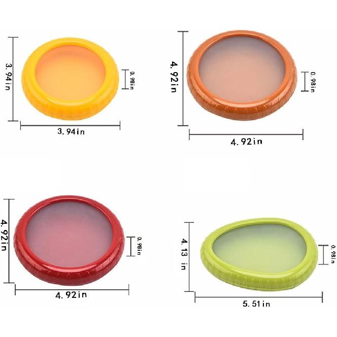 4PCs Silicone film cover+ABS Fruit and Vegetable Storage Containers Set for Fridge, Onion Storage Container, Avocado keeper,Tomato Saver,and Lemon