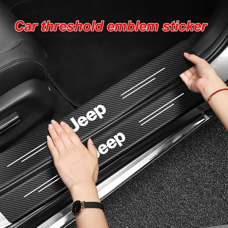 Car Threshold Strip Anti Stepping Leather Protective Sticker For Jeep Grand Cherokee Wrangler JK Gladiator Compass Renegade Patr AJT1