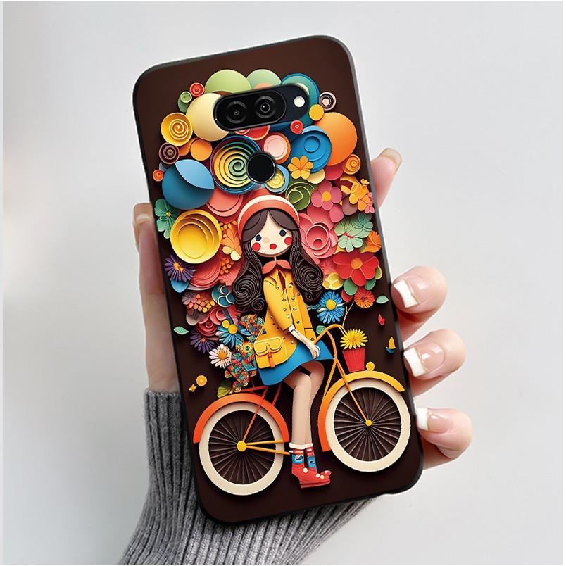 Case For LG Q70 Casing LM-Q730N Luxury Cute Love Rabbit Funny Ultra Slim TPU Black Silicone Soft Cover For LGQ70 Q 70 Phone Case
