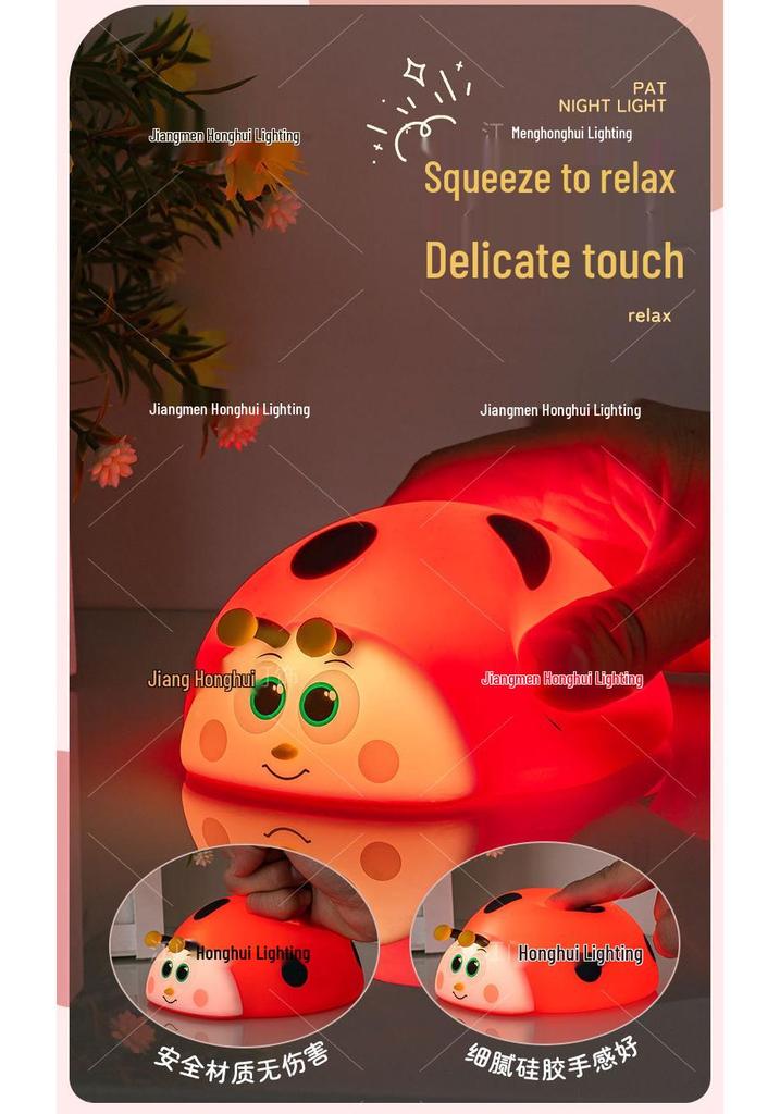 Cross-Border Ladybug Silicone Night Light: Rechargeable LED Bedside Ornament