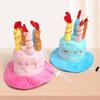 Festive Party Accessories Cute Pet Birthday Hat Plush Adjustable Birthday Cake Hat Soft Breathable Candles Dog Hat for Dog Cat