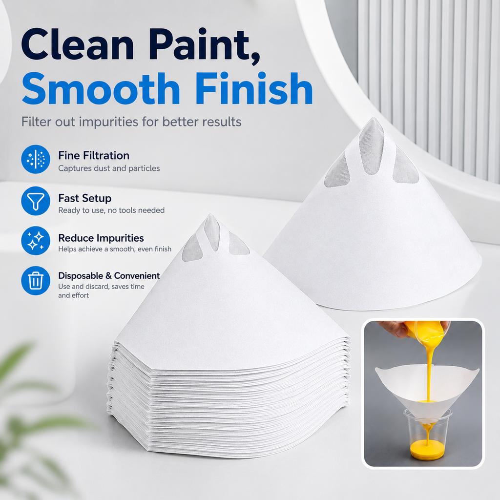 10/100PCS Disposable Paper Funnel Filters Paint Strainer Cone With Fine Mesh Oil Resin Varnish Filter For Automotive Spray Paint Mass Air Flow 3