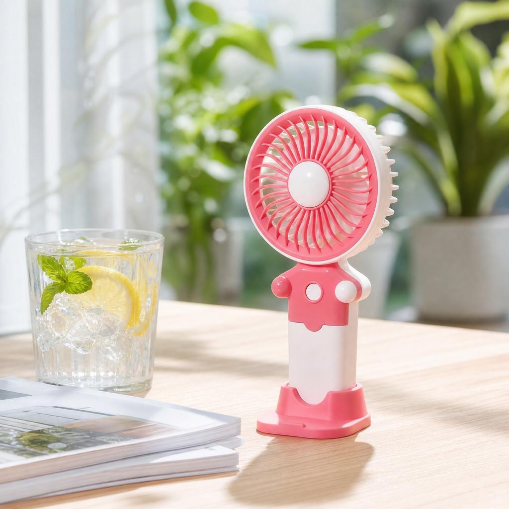 Portable Handheld Fan Rechargeable with USB Type-C Charging Three Speed Settings Adjustable for Dormitory and Travel Use Compact Design