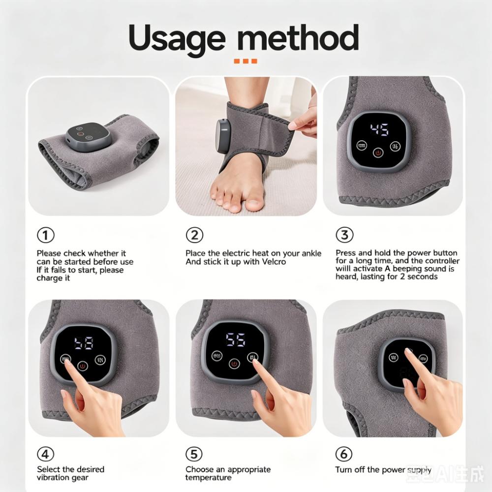 Electric Heat And Vibration Ankle Wrist Massager Hot Compress Therapy Ankle Massage Heated Wrap Support Brace Foot Protector
