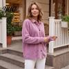 Lapel Shirt Coat Women Plush Cardigan Sweater, Long Sleeve Button Down Knit Jacket, Warm Casual Open Front Outerwear for Autumn Winter