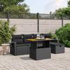Vidaxl 6-Cz. Garden Furniture Set With Cushions, Black Poly Rattan