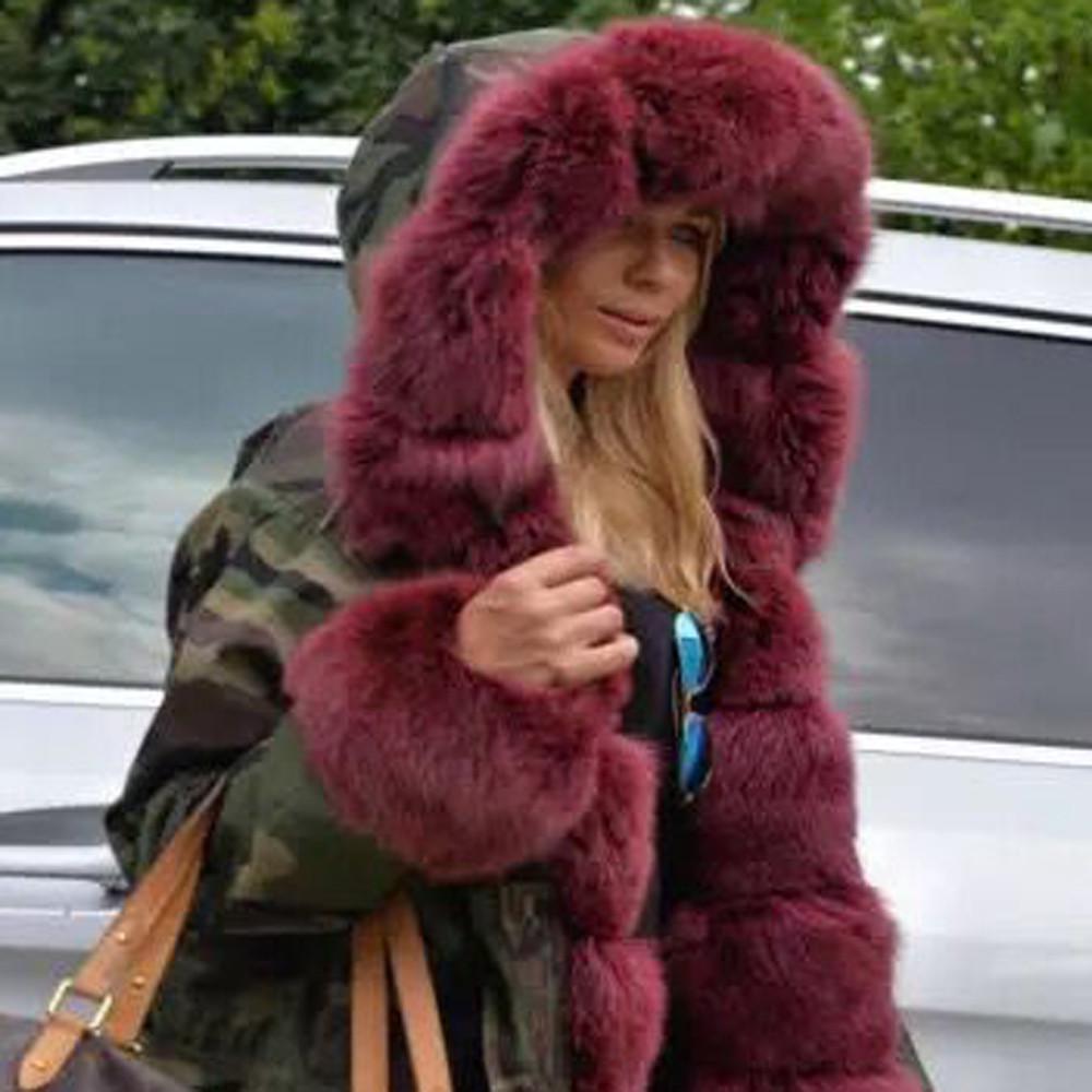 Faux-Winterjacke für Damen, Kapuzenmantel, Fischschwanz, lange Ärmel, Mantel