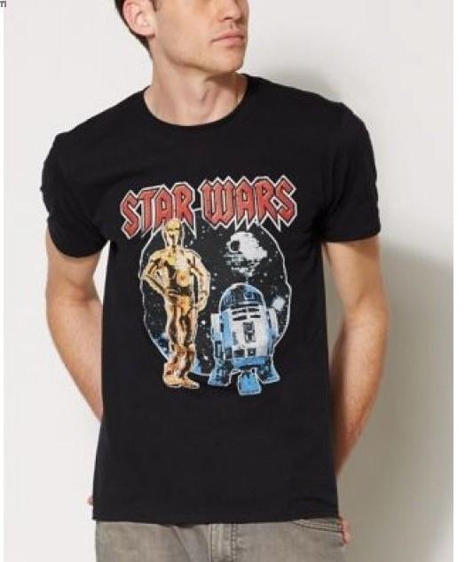 Old School Movie Droids Rock Star Wars T-shirt Black XL