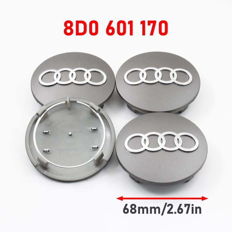For Audi A84Pcs 60mm 61mm 68mm 69mm 77mm Car For Audi A5 A4 A6 A6L A8 Q7 A4L A3 Q5L A1 A3 C5 A6 Q7 Emblem Wheels Hub Cap Set Rim Dust Cover