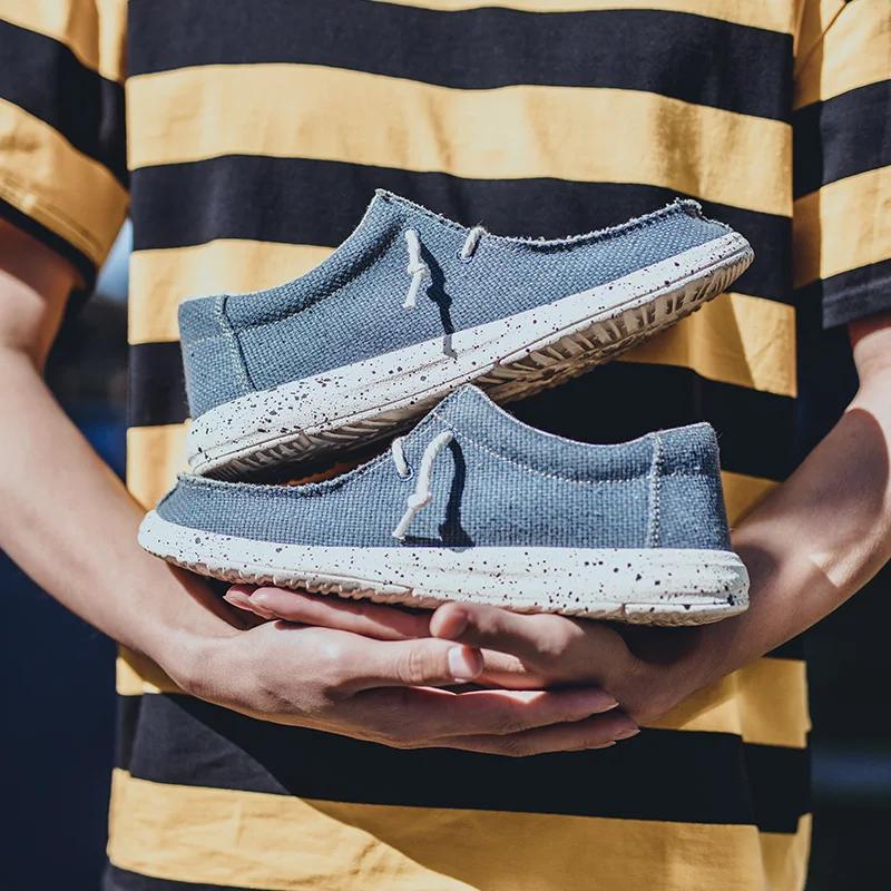 Sommer Herren Canvas Schuhe Denim Sneakers Herren Canvas Schuhe Atmungsaktive Mokassins Vulkanisierte Schuhe Herren Sneakers Schuhe Übergröße