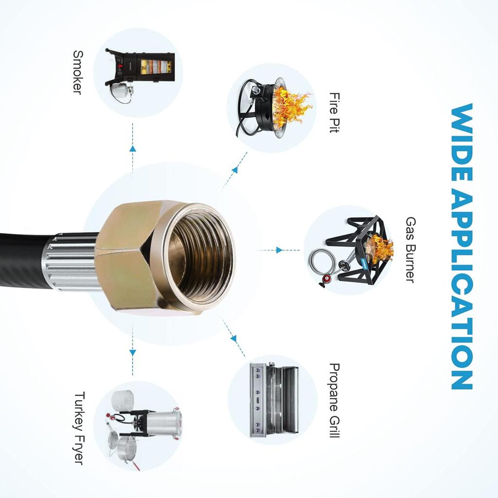 Regulador de Propano Ajustável para Grelhador a Gás com Mangueira Encaixe de Alta Pressão para Cilindro Queimadores de Grelhador para Churrasco Fritadeiras Aquecedores Fogão