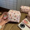 Durable Large Capacity Makeup Bag Polyester with Zipper Pencil Case Strawberry Pattern Storage Bag Makeup Storage