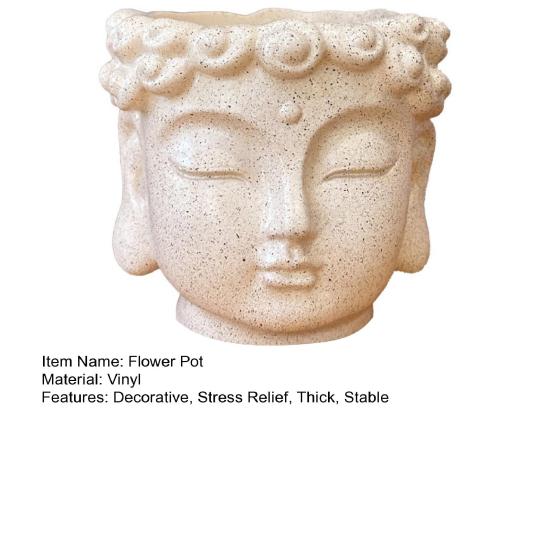 Buddha Head Flower Pot Buddha Head Sculpture Decoration Meditation Buddha Statue Planter for Home Desk Corner