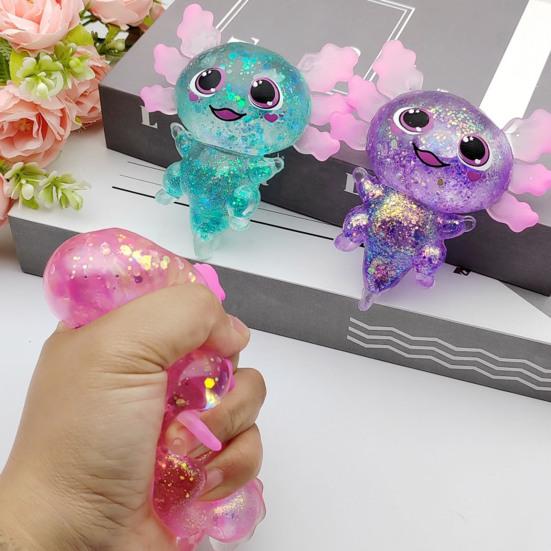 Przezroczysty Brokatowy Salamandra Gniotek Antystresowy Kreskówkowy Salamandrowaty Ściskowy Sensoryczny