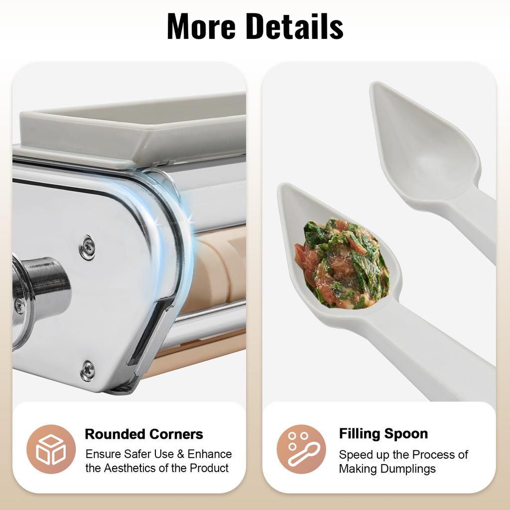 Stainless Steel Ravioli Maker Attachment, 3-Row Manual Dumpling/Wonton Maker for Dumplings/Wontons/Meat Burritos