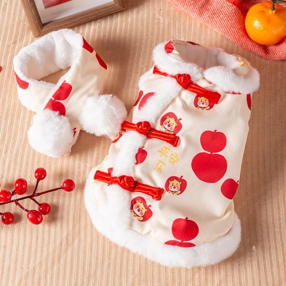 Red Dog Vest Scarf Cat Coat Kitty Clothes Pet Tang Suit  Spring Festival